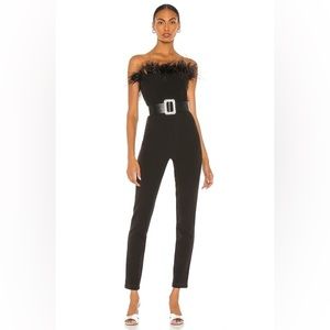Bronx & Banco Lola Feather Jumpsuit in Black